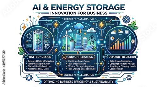Artificial intelligence in energy storage systems infographic
