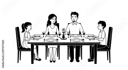 Happy Family Having Dinner at Home