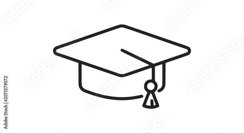 Graduation Cap Line Icon Education Outline Vector Illustration
