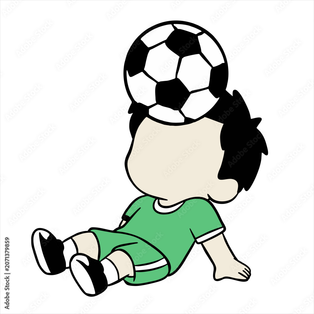 Obraz premium Boy kick soccer ball. Football player kid