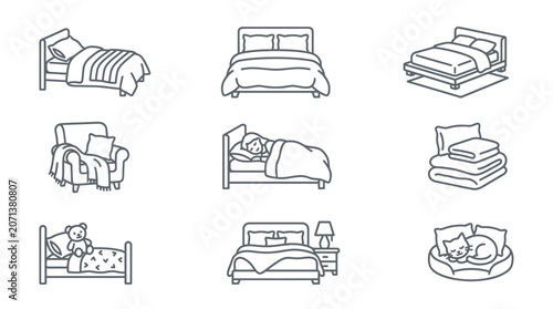 Εκτύπωση καμβά Various types of beds and mattresses.