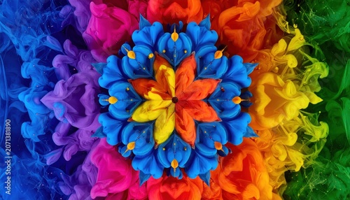 Vibrant Floral Mandala - A Kaleidoscope of Colors and Artistic Design.