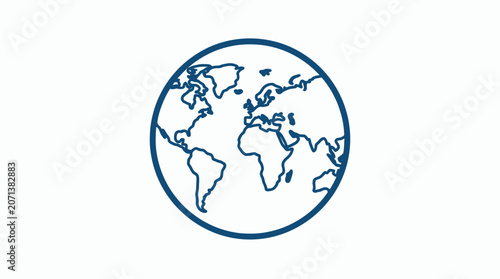 Fotografía Simple Blue Globe Earth Icon.