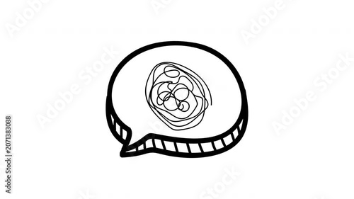 Animated Confused Speech Bubble Icon with Scribble Thought and Hand Drawn Doodle Style