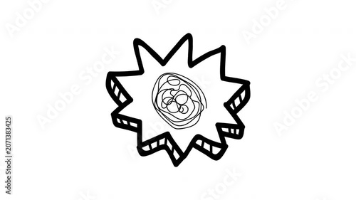 Animated Mental Confusion Burst Icon with Scribble Thought Loop and Hand Drawn Doodle Style