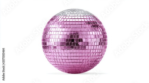 Pink disco ball reflecting colorful lights and joy