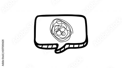 Animated Hand Drawn Message Bubble with Scribble Confusion Icon and Doodle Communication Concept