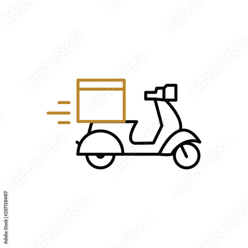 Fast Delivery Scooter Line Icon Vector for Courier and Shipping Services