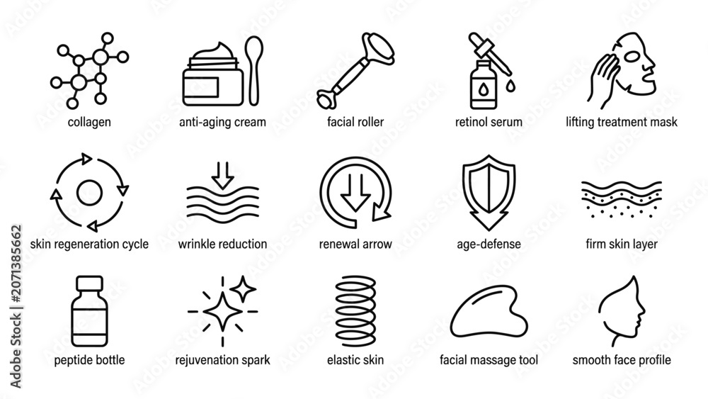 Fototapeta premium Skincare and anti-aging icons and concepts.