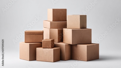 Cardboard box stack isolated on white background