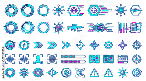 Cuadro en lienzo Collection of various geometric shapes icons 1.