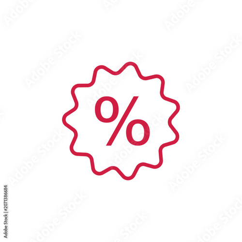 Discount Badge Percent Icon Line Art Vector Isolated on White Background