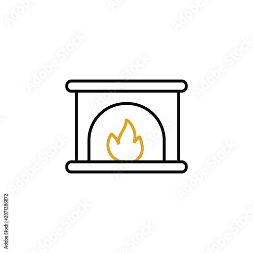 Fireplace Icon Line Art Vector Isolated on White Background