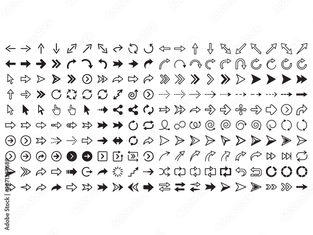 Fototapeta premium Black and White Arrow Vector Collection
