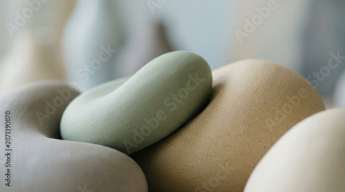 Collection of Smooth River Rocks Displayed