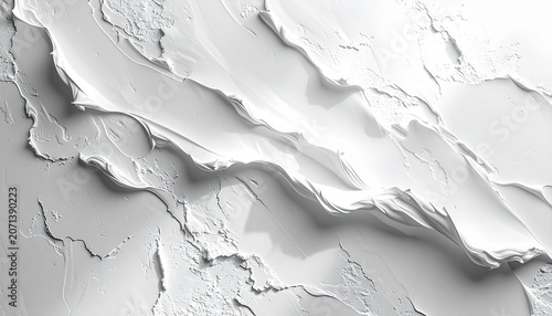 Abstract white plaster wall texture with heavy impasto paint strokes and dramatic shadows