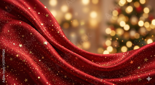 Merry Christmas Day Celebration Background with Festive Decorations and Winter Magic Background.