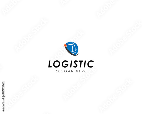 logistic logo, arrow up circling globe logo design inspiration