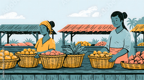 Explore the Vibrant Atmosphere of a Local Market Where Fresh Fruits and Vegetables are Sold by Engaging Vendors, Celebrating Community and Culinary Culture in Abundance.