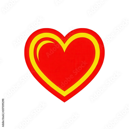 Red Heart with Yellow Outline Transparent Background