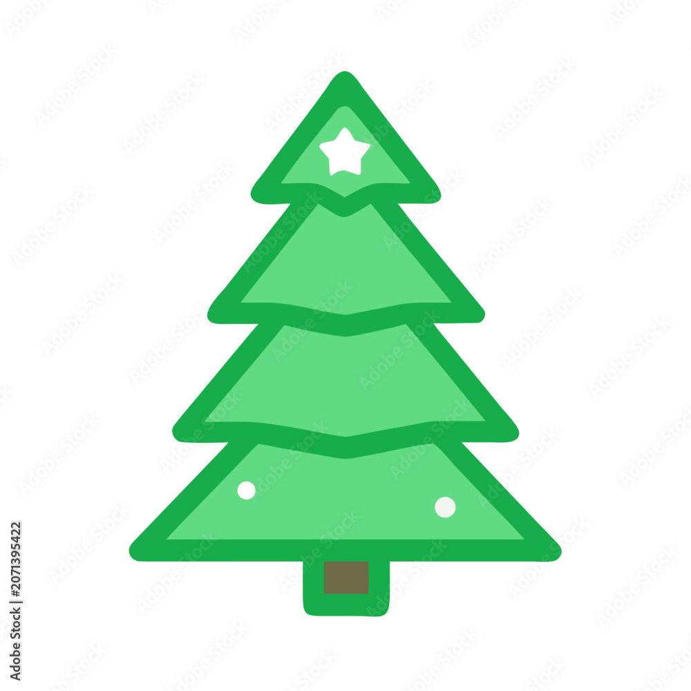Obraz premium Stylized christmas tree icon with a star on top