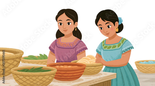 Discover Vibrant Markets and Traditional Culinary Culture: Women Engaging in Food Preparation, Showcasing Local Ingredients and Celebrating Community Flavors