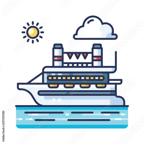 Fotografie Cruise Ship Vacation Travel Ocean Liner Maritime Tourism Holiday Vessel Vector I