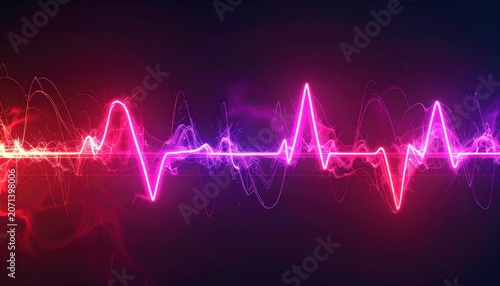 Vibrant Neon Heartbeat Line Against a Dark Background.