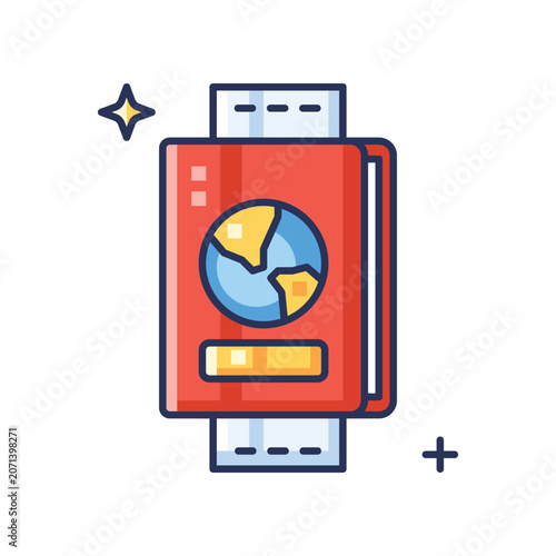Passport Boarding Pass Travel Document for International Trip and Tourism Vector Illustration