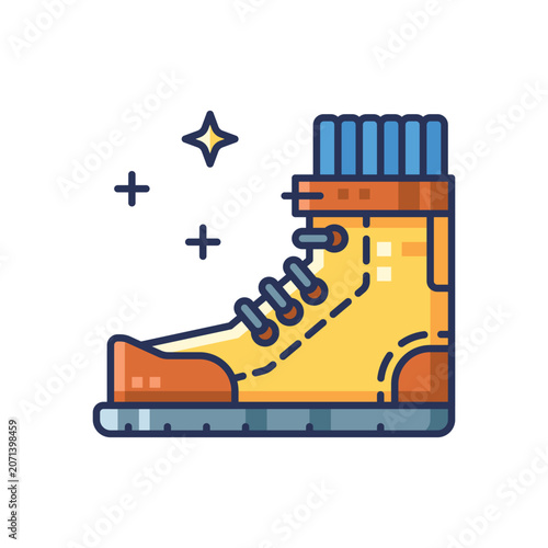 Hiking boot travel footwear for outdoor trekking adventure Vector Illustration