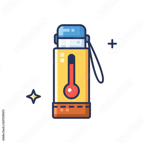 Vacuum Bottle Thermos Flask Insulated Container Heat Retention Travel Camping Drinkware Vector Illustration