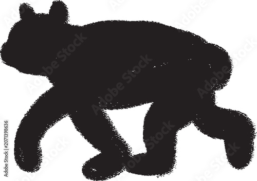 Bild auf Leinwand 手描きペイントの動物シルエットピクトグラム、歩く黒クマ　ベクター画像　Adobe Illustrator Artwork
