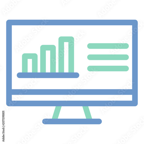 business graph on monitor dual tone icon