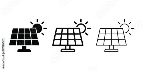 Foto Solar panel energy icon silhouette vector outline and line art