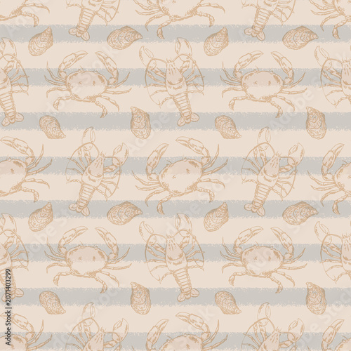 Photography Marine animals seamless pattern with stripes