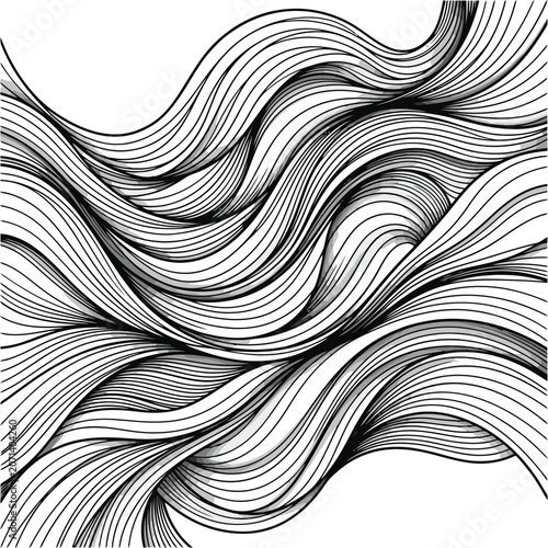 Abstract Black Wave Lines Background