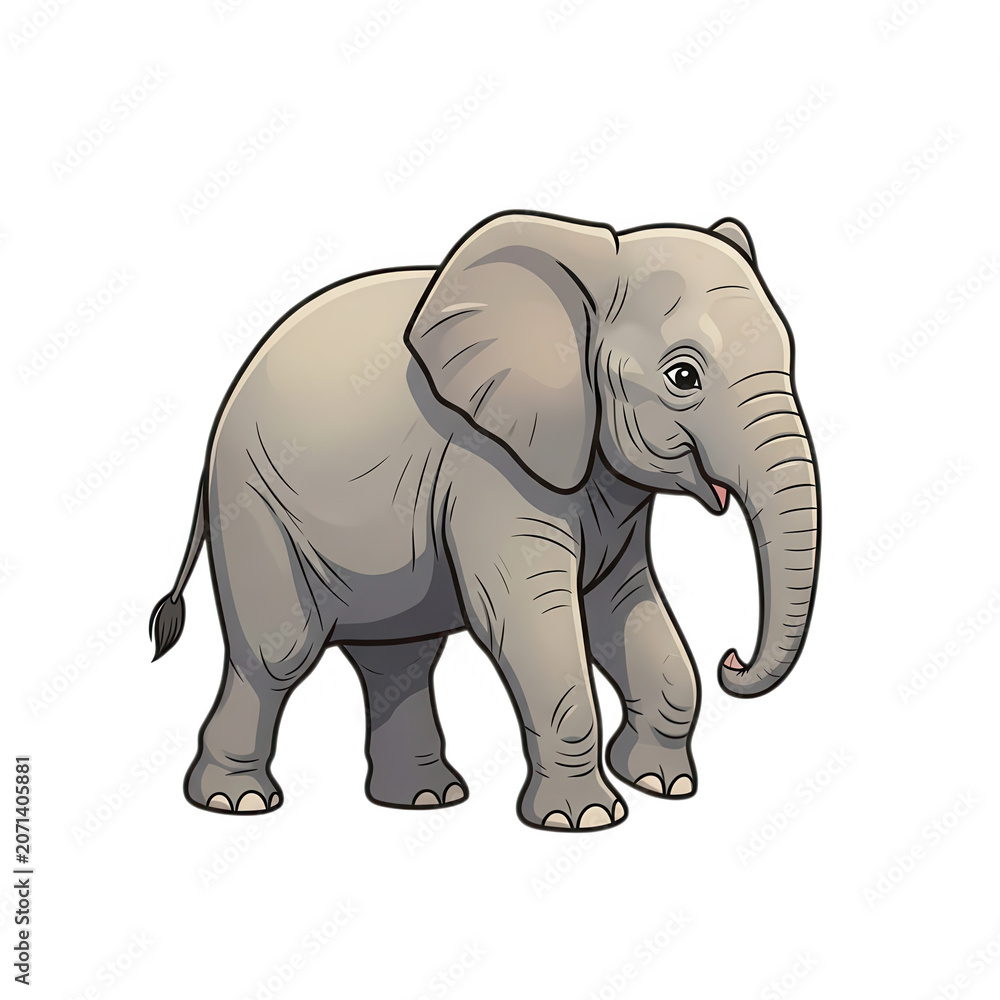Fototapeta premium Gray Elephant Isolated Transparent Background