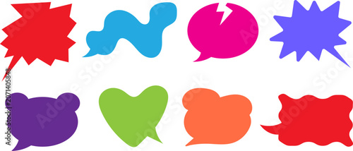Colorful speech bubble set vector graphics for dialogue and communication