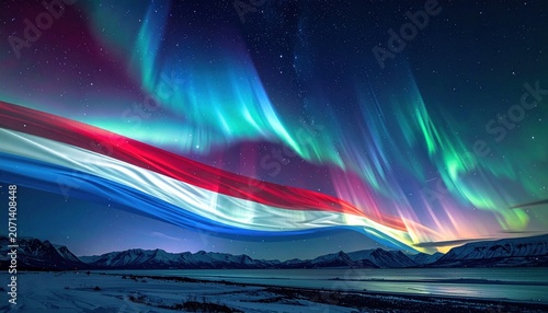 Vibrant Northern Lights Aurora Borealis Display.