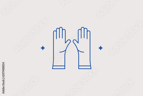 Tableau sur toile Pair of protective industrial rubber gloves line icon for hardware store, cleaning service, laboratory website