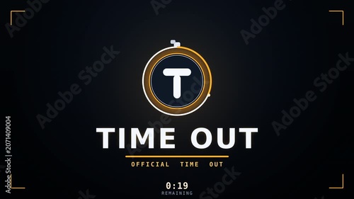 Timeout sign in black background 