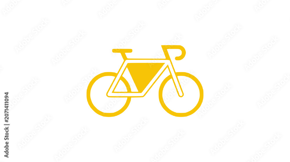 Fototapeta premium Yellow bicycle icon on white background, minimalist design, vector graphic