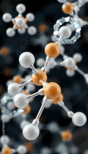 Abstract 3d molecule structure rendering for medical science background