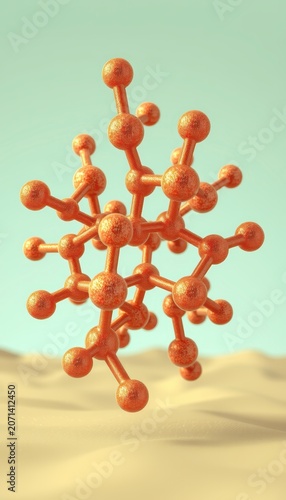 Floating chemical molecule model representing future biotechnology development