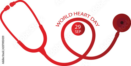World heart day illustration with stethoscope and date september 29