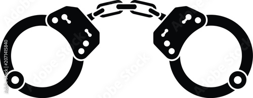 Cuadro en lienzo Handcuffs, vector icon set, arrest and police restraint symbols, security contro