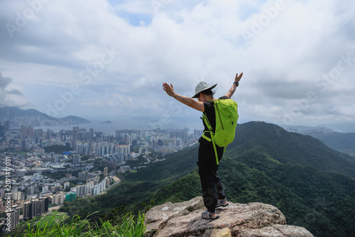 Photography Hiking on the mountain top in Hong Kong