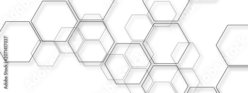 Abstract hexagonal pattern, modern geometric background, clean white and gray technology vector illustration, digital science and data concept