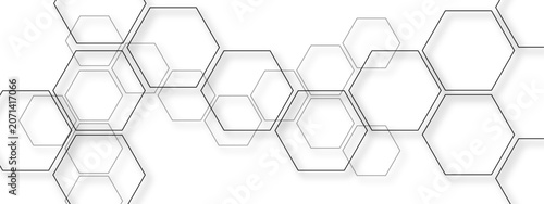 Abstract Hexagon Pattern, Modern Geometric Background, Minimalist White and Gray Honeycomb Design, Technology and Science Vector Illustration