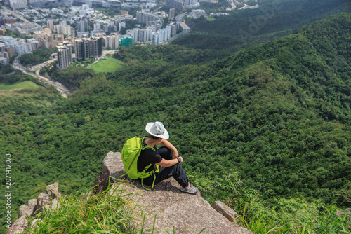 Canvas Print Hiking on the mountain top in Hong Kong
